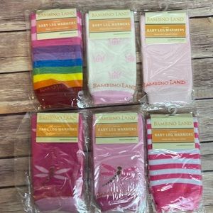 6 pairs of baby leg warmers by Bambino Land - girls colors OS regular 4 months